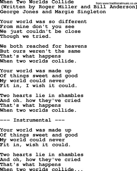 song lyrics two worlds colliding